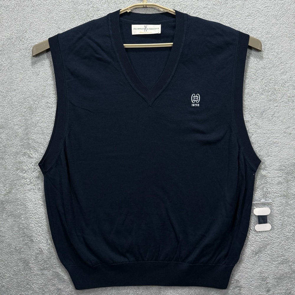 Fairway Greene Mens XL Dark Blue Baltimore Country Club V Neck Golf Sweater Vest